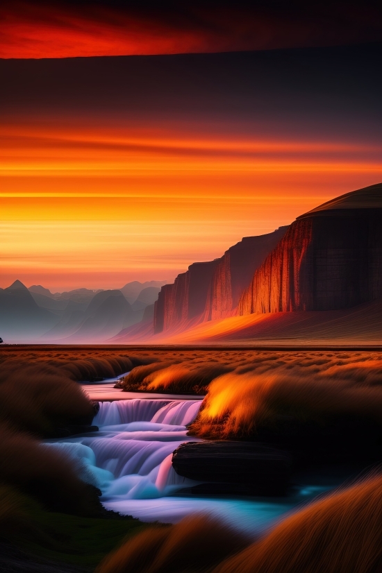 Canyon, Sunset, Ravine, Valley, Beach, Sun